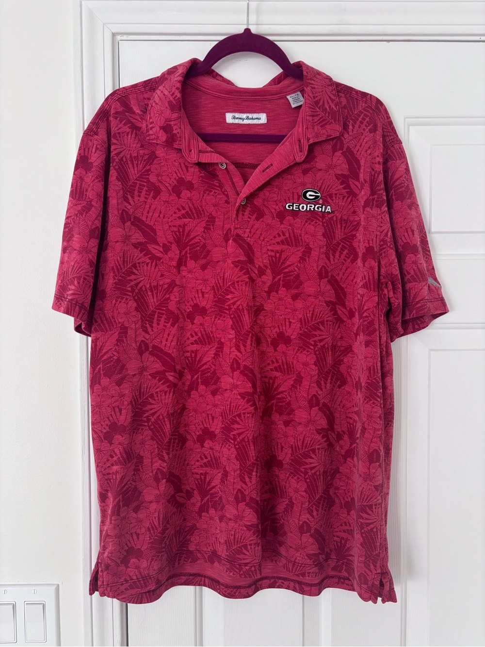 Tommy Bahama Cranberry Tonal Floral Georgia Polo